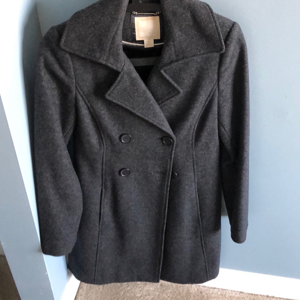 Gray long pea coat